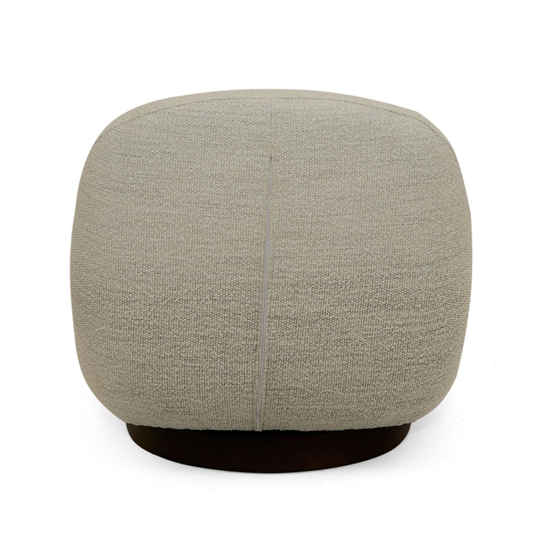 Pemberly Row Modern Cream Fabric Swivel Chair with Low-Slung Back