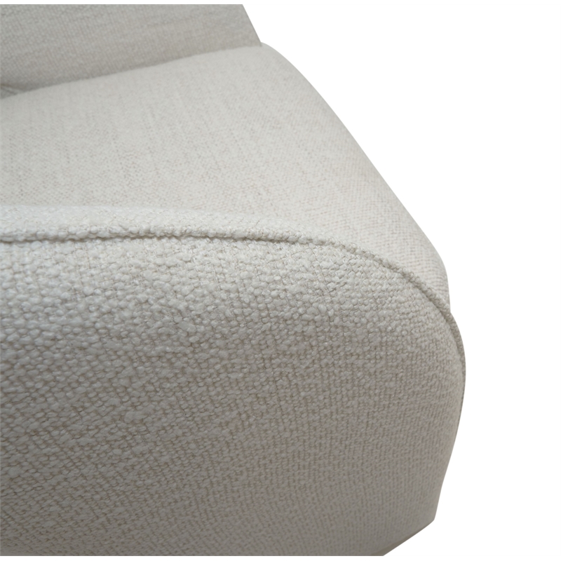 Pemberly Row Modern Cream Fabric Swivel Chair with Low-Slung Back