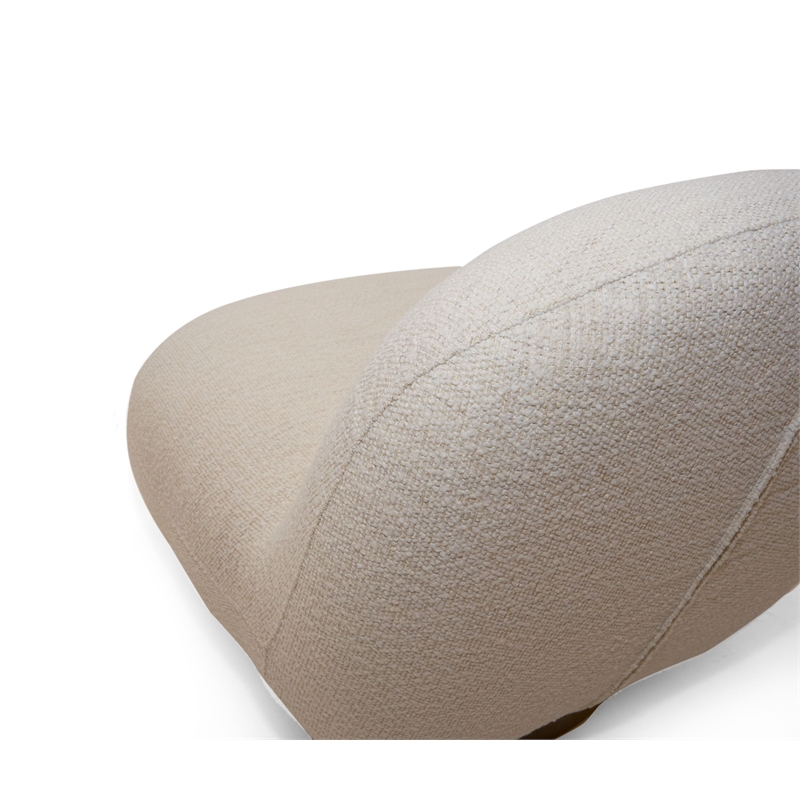 Pemberly Row Modern Cream Fabric Swivel Chair with Low-Slung Back