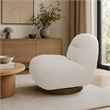 Pemberly Row Modern Cream Fabric Swivel Chair with Low-Slung Back