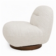 Pemberly Row Modern Cream Fabric Swivel Chair with Low-Slung Back