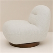 Pemberly Row Modern Cream Fabric Swivel Chair with Low-Slung Back