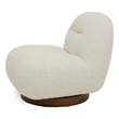 Pemberly Row Modern Cream Fabric Swivel Chair with Low-Slung Back
