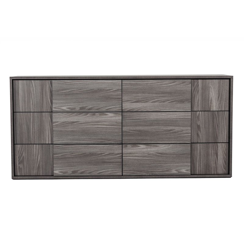 Pemberly Row 6-Drawer Modern Wood Dresser in Matte Grey Finish