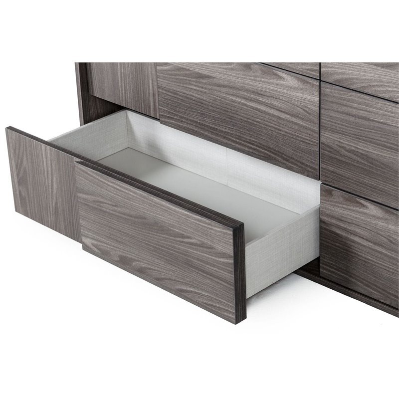Pemberly Row 6-Drawer Modern Wood Dresser in Matte Grey Finish
