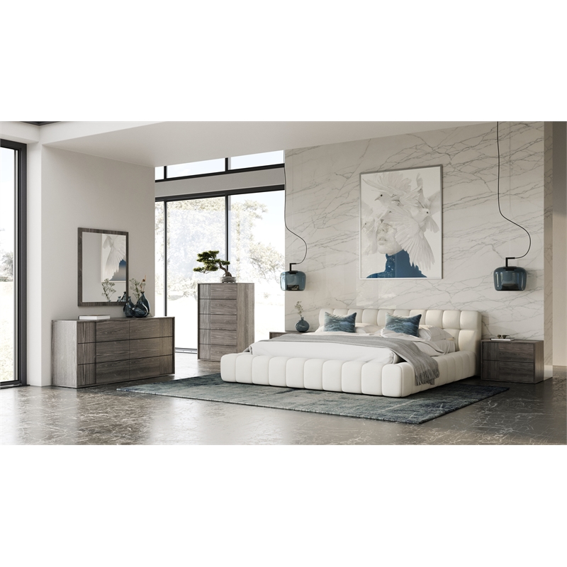 Pemberly Row 6-Drawer Modern Wood Dresser in Matte Grey Finish