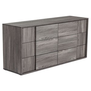 Pemberly Row 6-Drawer Modern Wood Dresser in Matte Grey Finish