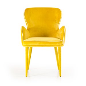 Pemberly Row Mid-Century Yellow Upholstered Metal Dining Chair