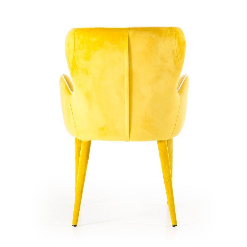 Pemberly Row Mid-Century Yellow Upholstered Metal Dining Chair