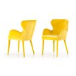 Pemberly Row Mid-Century Yellow Upholstered Metal Dining Chair