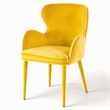 Pemberly Row Mid-Century Yellow Upholstered Metal Dining Chair