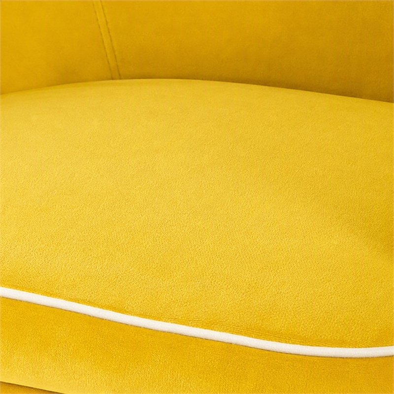 Pemberly Row Mid-Century Yellow Upholstered Metal Dining Chair
