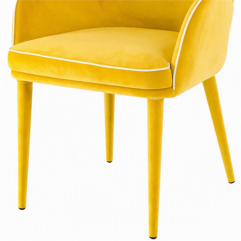 Pemberly Row Mid-Century Yellow Upholstered Metal Dining Chair