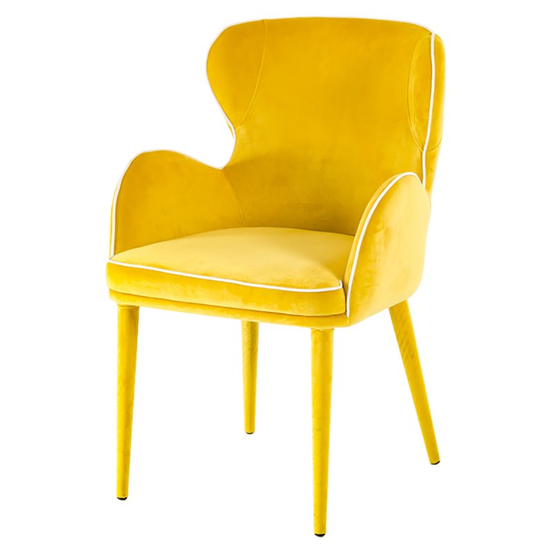Pemberly Row Mid-Century Yellow Upholstered Metal Dining Chair