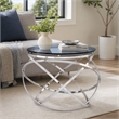 Pemberly Row End Table with Smoked Glass Top & Stainless Steel Base