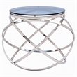 Pemberly Row End Table with Smoked Glass Top & Stainless Steel Base