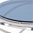Pemberly Row End Table with Smoked Glass Top & Stainless Steel Base