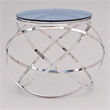 Pemberly Row End Table with Smoked Glass Top & Stainless Steel Base