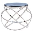Pemberly Row End Table with Smoked Glass Top & Stainless Steel Base