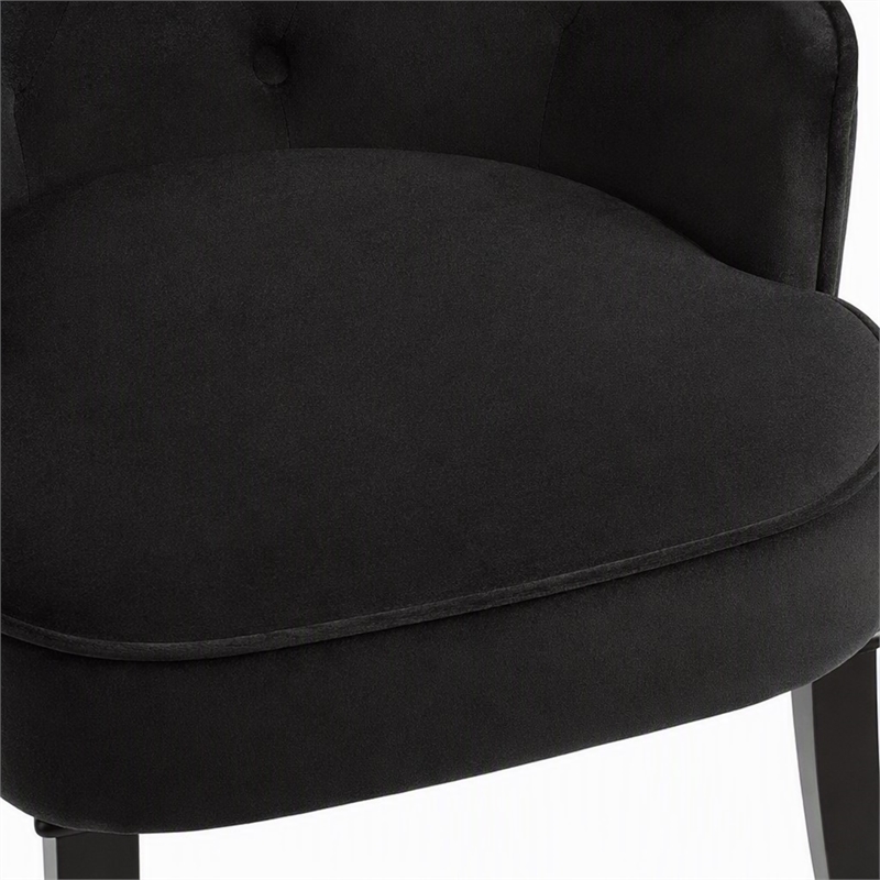 Pemberly Row Modern Black Velvet Dining Chair with Gold Accent Legs
