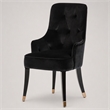 Pemberly Row Modern Black Velvet Dining Chair with Gold Accent Legs