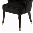 Pemberly Row Modern Black Velvet Dining Chair with Gold Accent Legs