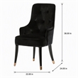 Pemberly Row Modern Black Velvet Dining Chair with Gold Accent Legs