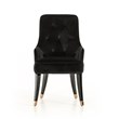 Pemberly Row Modern Black Velvet Dining Chair with Gold Accent Legs