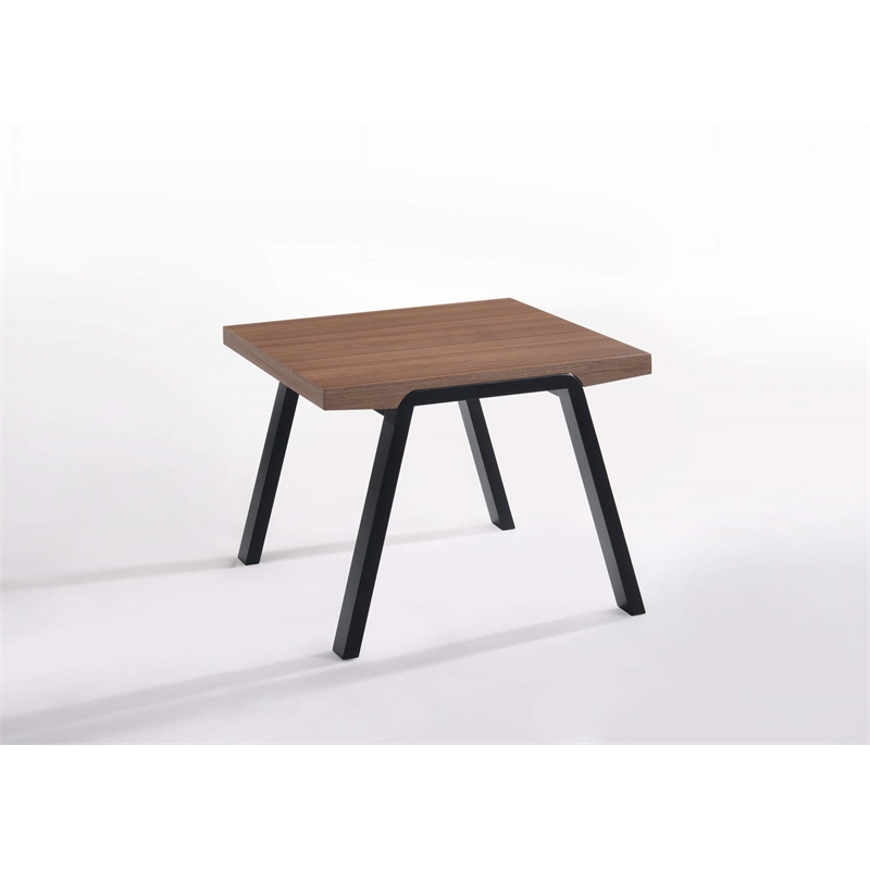 Pemberly Row Minimalist Mid-Century Wood End Table in Walnut & Black