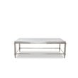 Pemberly Row Modern Stainless Steel & Gray Glass Coffee Table in Silver