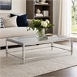 Pemberly Row Modern Stainless Steel & Gray Glass Coffee Table in Silver