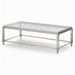 Pemberly Row Modern Stainless Steel & Gray Glass Coffee Table in Silver