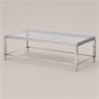 Pemberly Row Modern Stainless Steel & Gray Glass Coffee Table in Silver