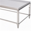 Pemberly Row Modern Stainless Steel & Gray Glass Coffee Table in Silver
