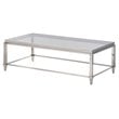 Pemberly Row Modern Stainless Steel & Gray Glass Coffee Table in Silver