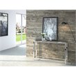 Pemberly Row Modern Stainless Steel & Gray Glass Console Table in Silver