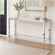Pemberly Row Modern Stainless Steel & Gray Glass Console Table in Silver