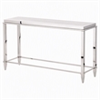 Pemberly Row Modern Stainless Steel & Gray Glass Console Table in Silver