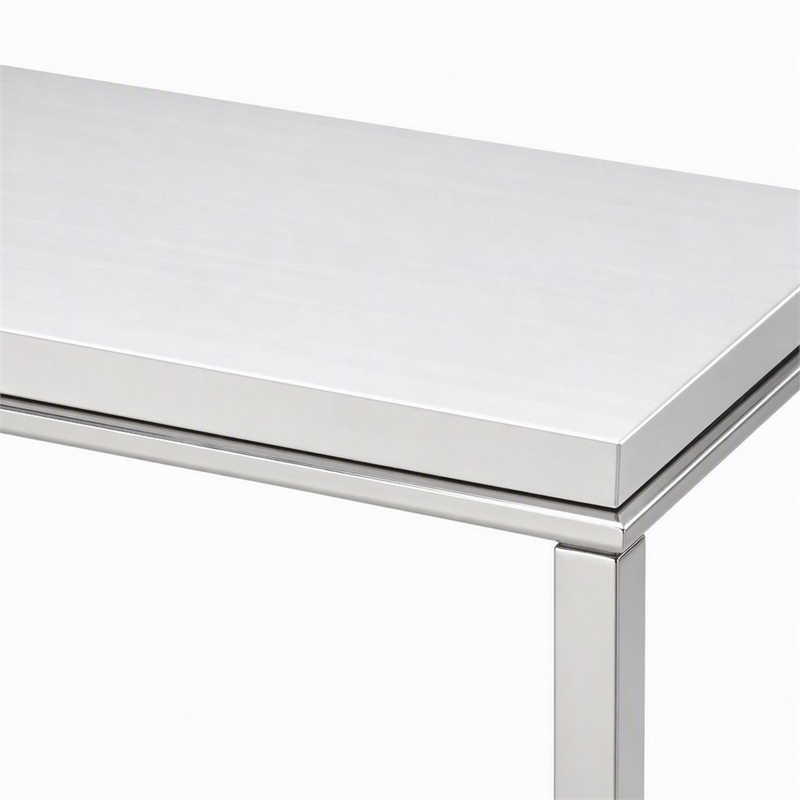Pemberly Row Modern Stainless Steel & Gray Glass Console Table in Silver