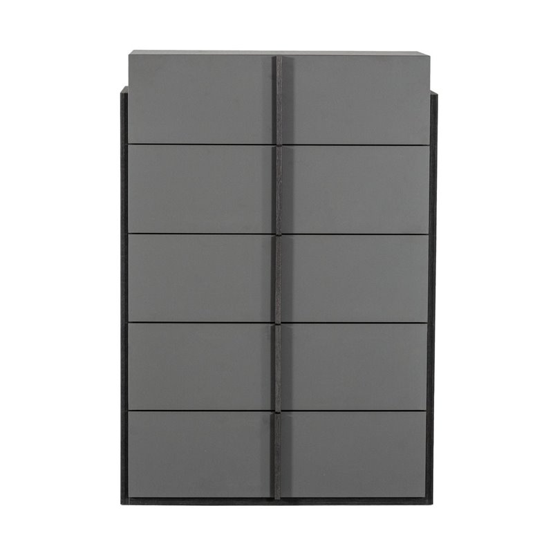 Pemberly Row 5-Drawer Modern MDF Wood Chest in Elm & Matte Gray