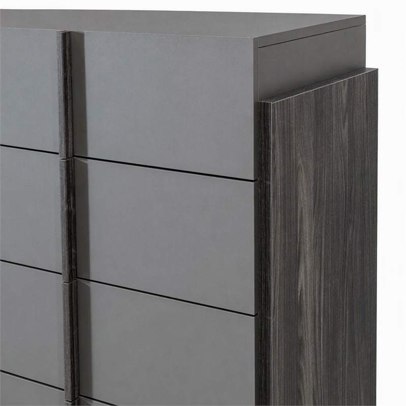 Pemberly Row 5-Drawer Modern MDF Wood Chest in Elm & Matte Gray