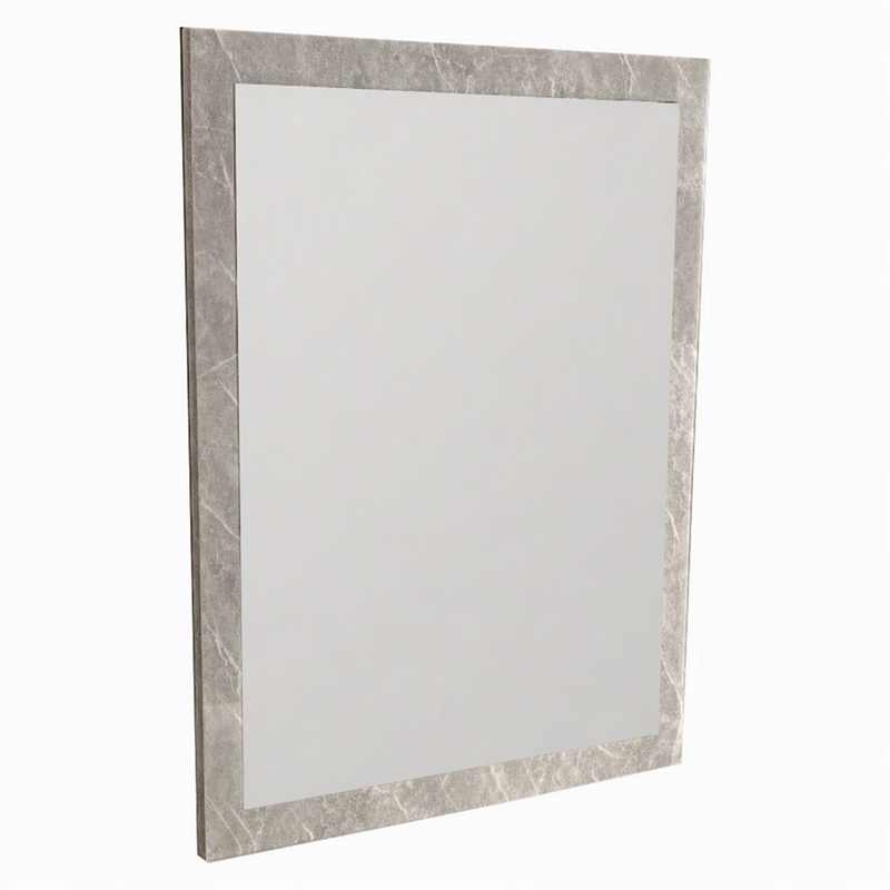 Pemberly Row Rectangle Faux Marble Glass Mirror in Gray 39