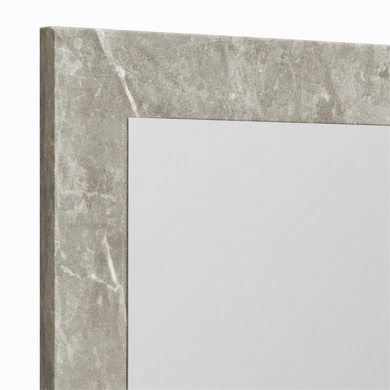 Pemberly Row Rectangle Faux Marble Glass Mirror in Gray 39