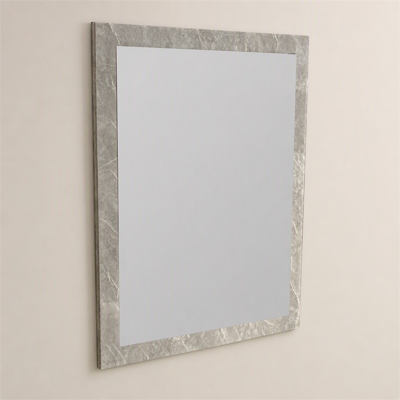 Pemberly Row Rectangle Faux Marble Glass Mirror in Gray 39
