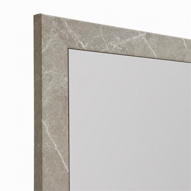 Pemberly Row Rectangle Faux Marble Glass Mirror in Gray 39