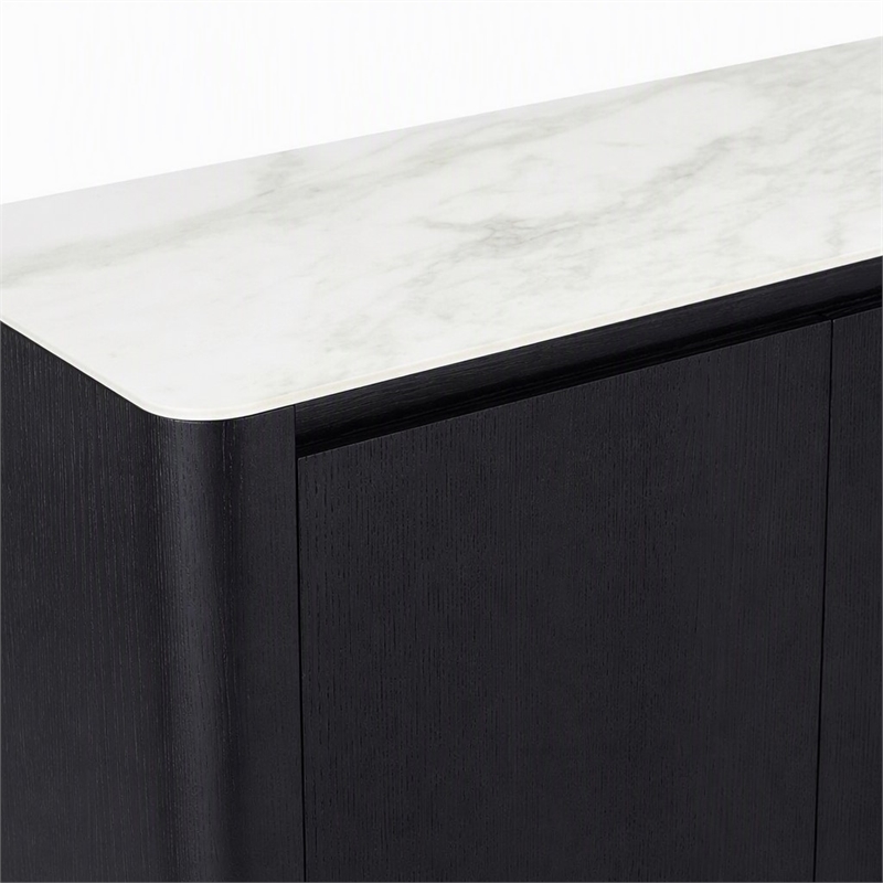 Pemberly Row Modern Buffet with Ceramic Top & Veneer in Black & White
