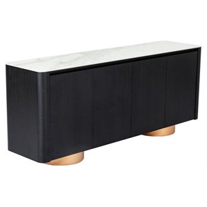 Pemberly Row Modern Buffet with Ceramic Top & Veneer in Black & White