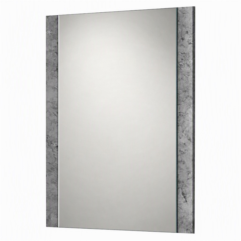 Pemberly Row Modern Rectangular Mirror with Stucco in Gray Finish