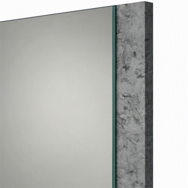 Pemberly Row Modern Rectangular Mirror with Stucco in Gray Finish