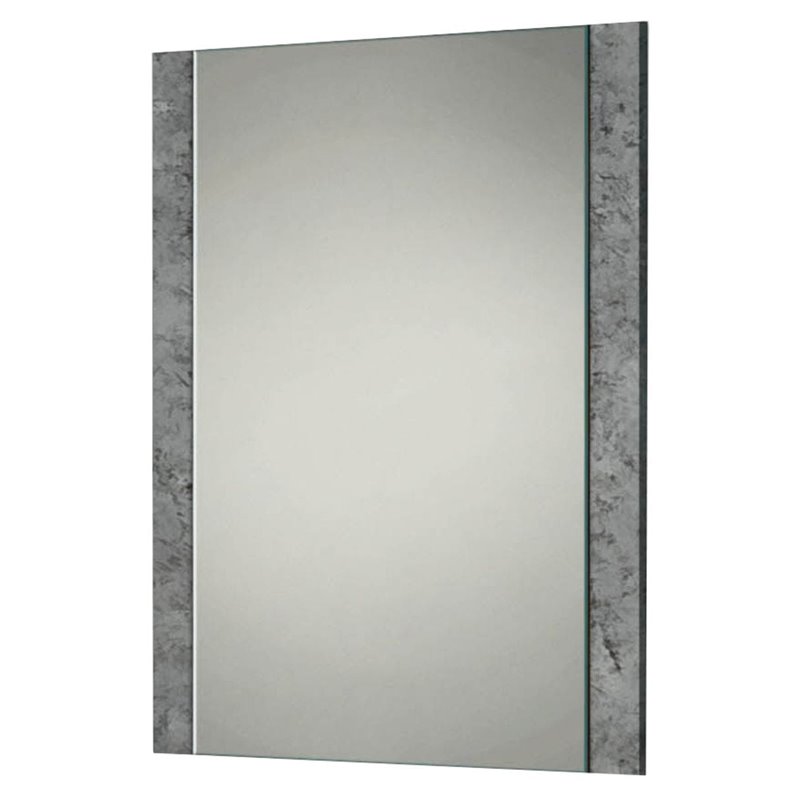 Pemberly Row Modern Rectangular Mirror with Stucco in Gray Finish